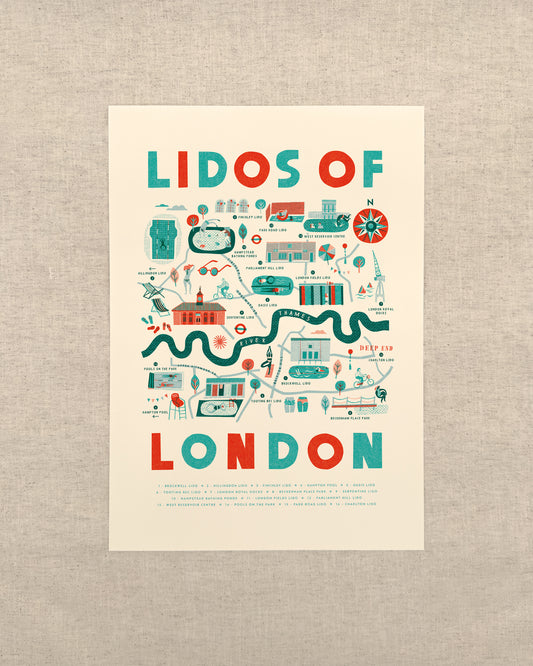 Lidos of London A3 Map Checklist