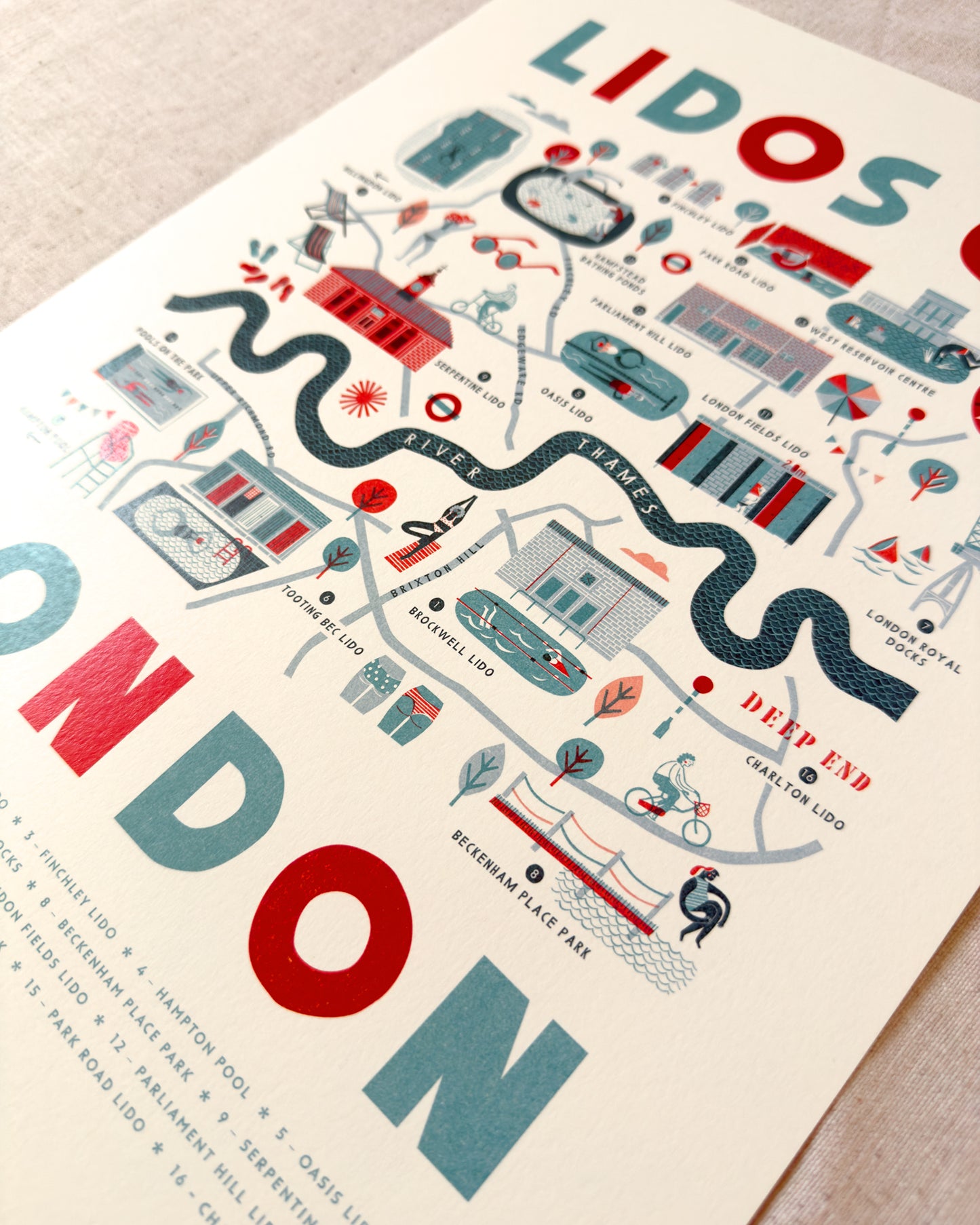 Lidos of London A3 Map Checklist