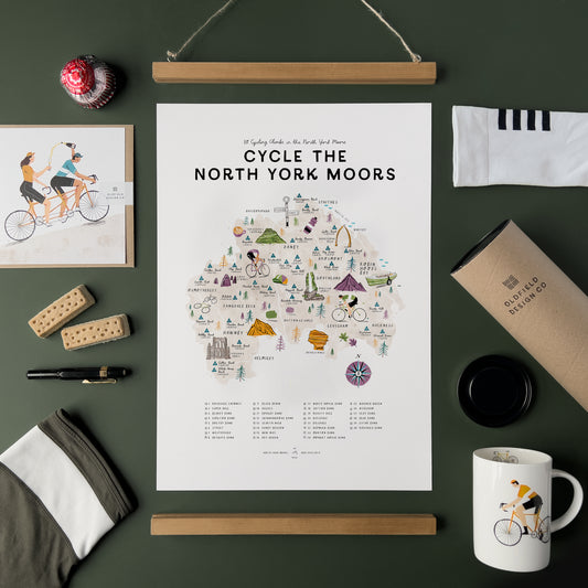 Cycle the North York Moors A3 Map Checklist