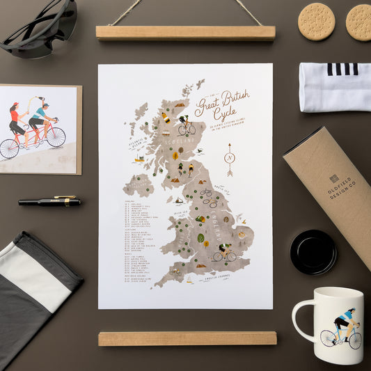 Great British Cycle A3 Map Checklist
