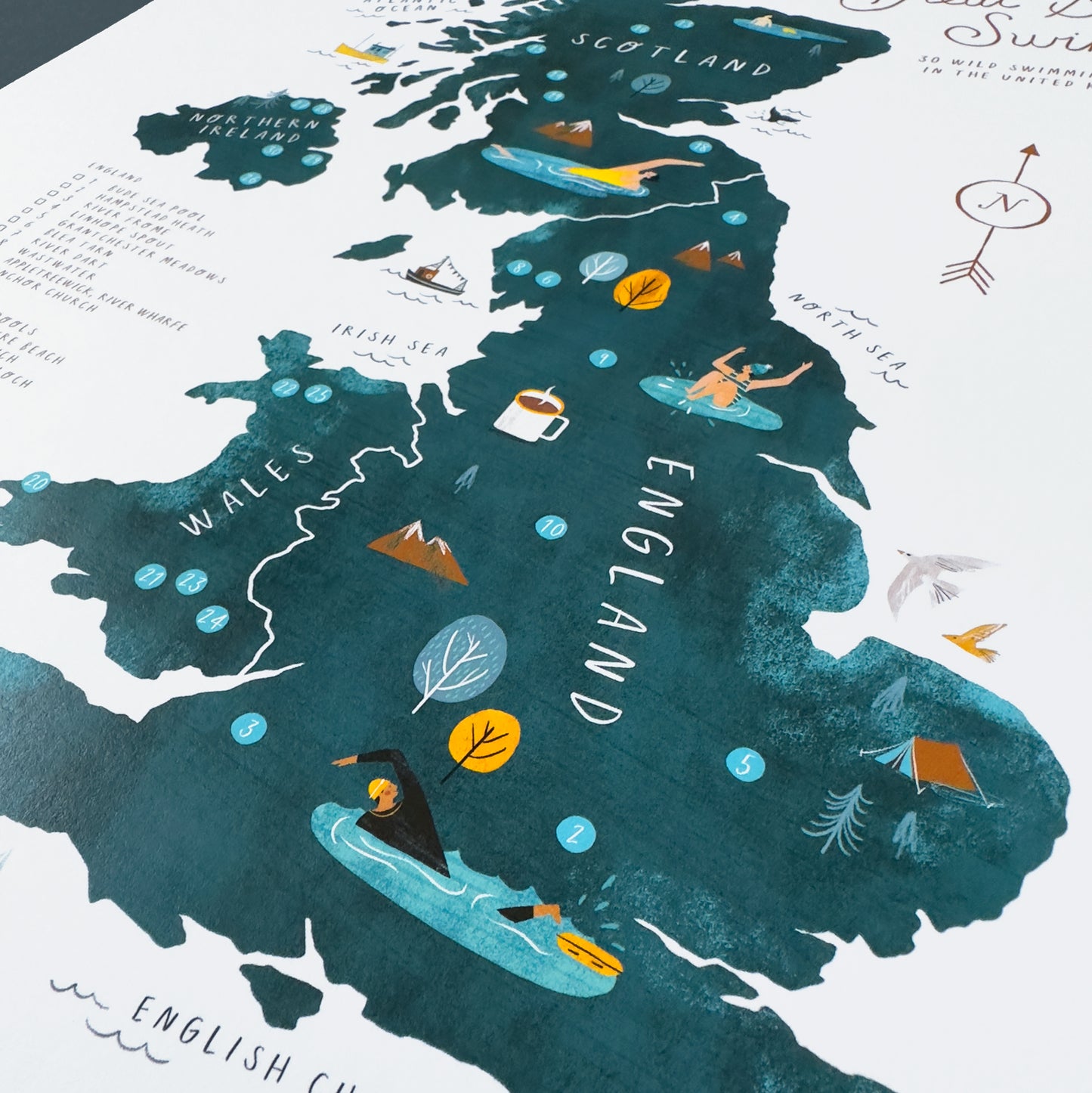 Great British Swim A3 Map Checklist