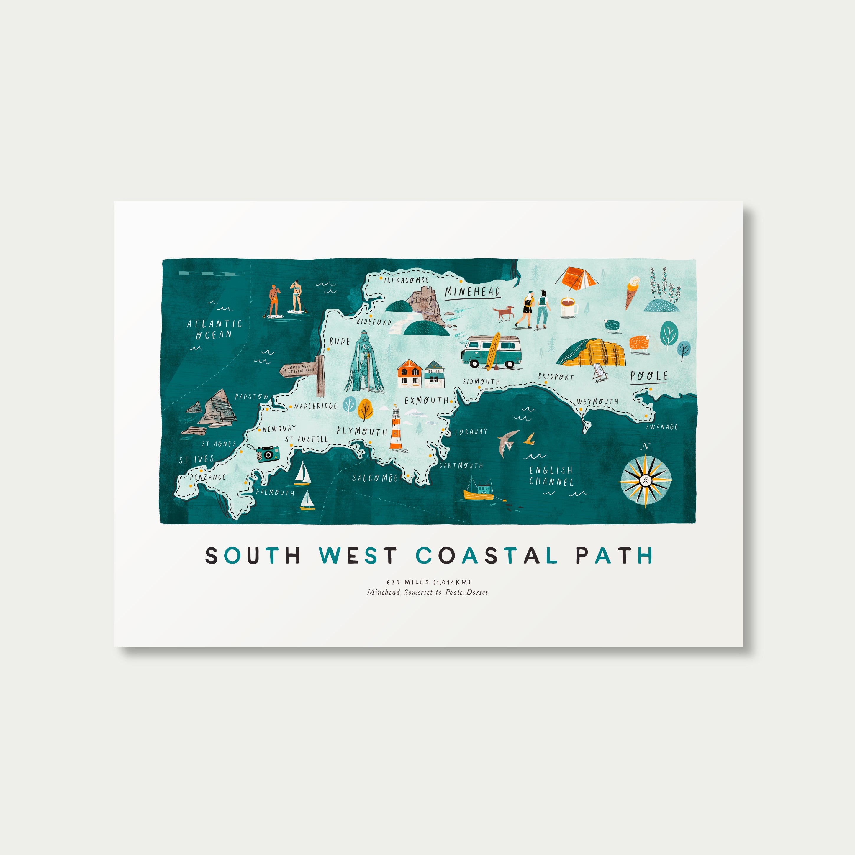 Swcp Map South West Coastal Path A3 Route Map – oldfielddesignco