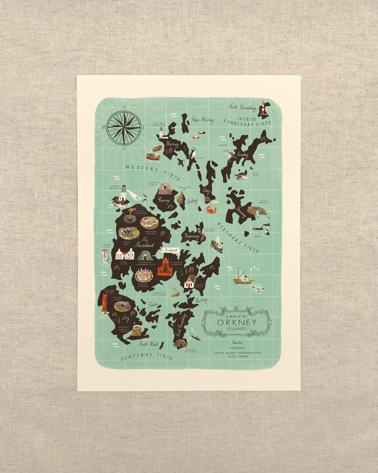 The Orkney Islands A3 Map