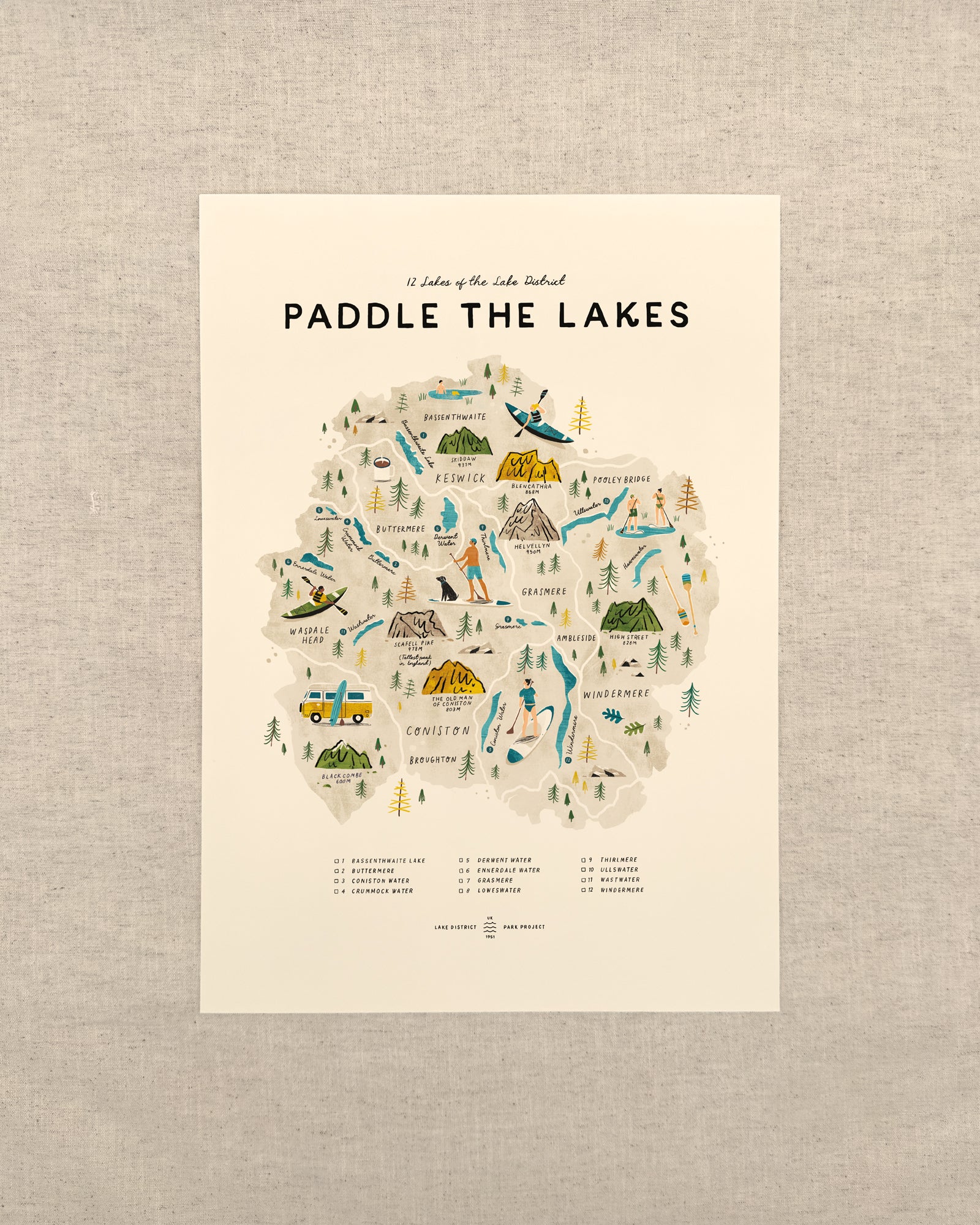 Paddle the Lakes A3 Map Checklist – oldfielddesignco