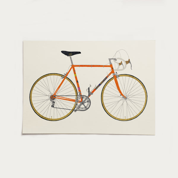 Vintage Orange Bicycle A3 Print