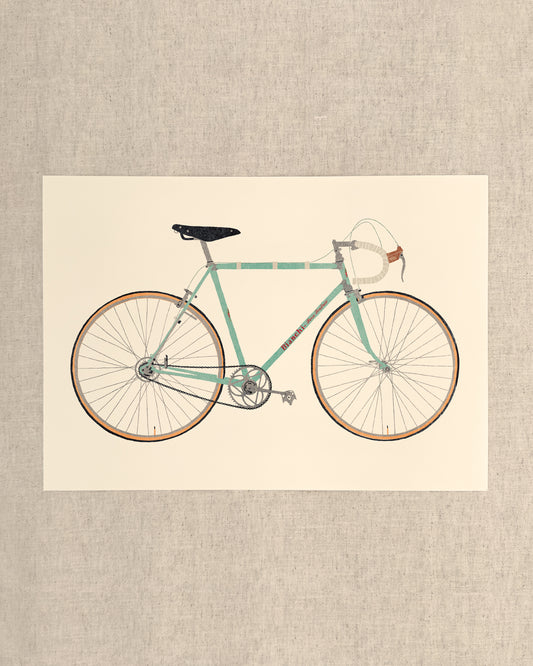 Vintage Blue Bicycle A3 Print