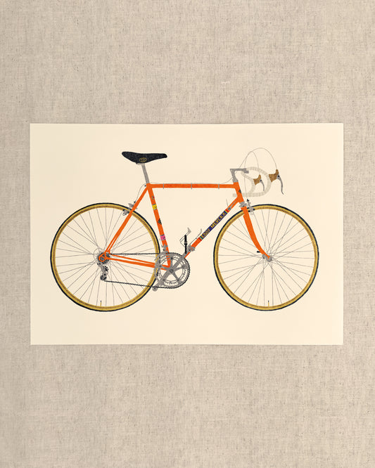 Vintage Orange Bicycle A3 Print