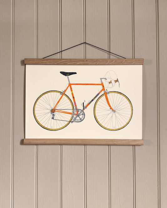 Vintage Orange Bicycle A3 Print