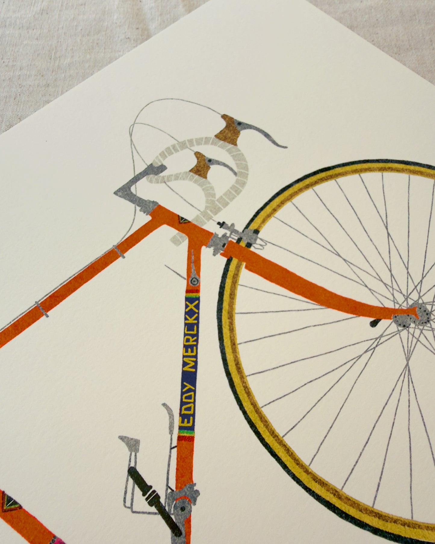 Vintage Orange Bicycle A3 Print