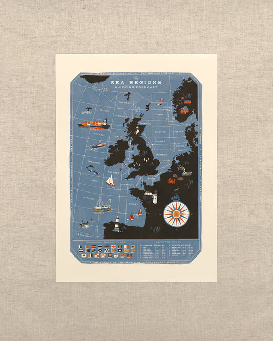 The Sea Regions of the United Kingdom A3 Map Print