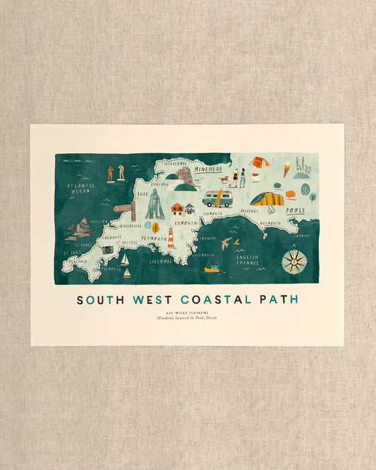 South West Coastal Path A3 Route Map