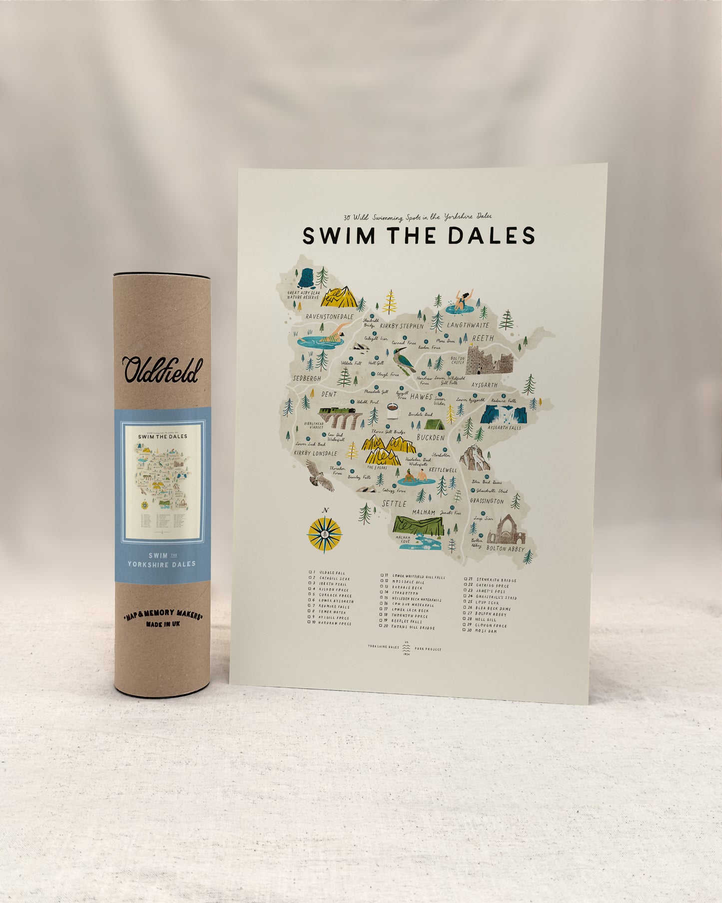 Swim the Dales A3 Map Checklist