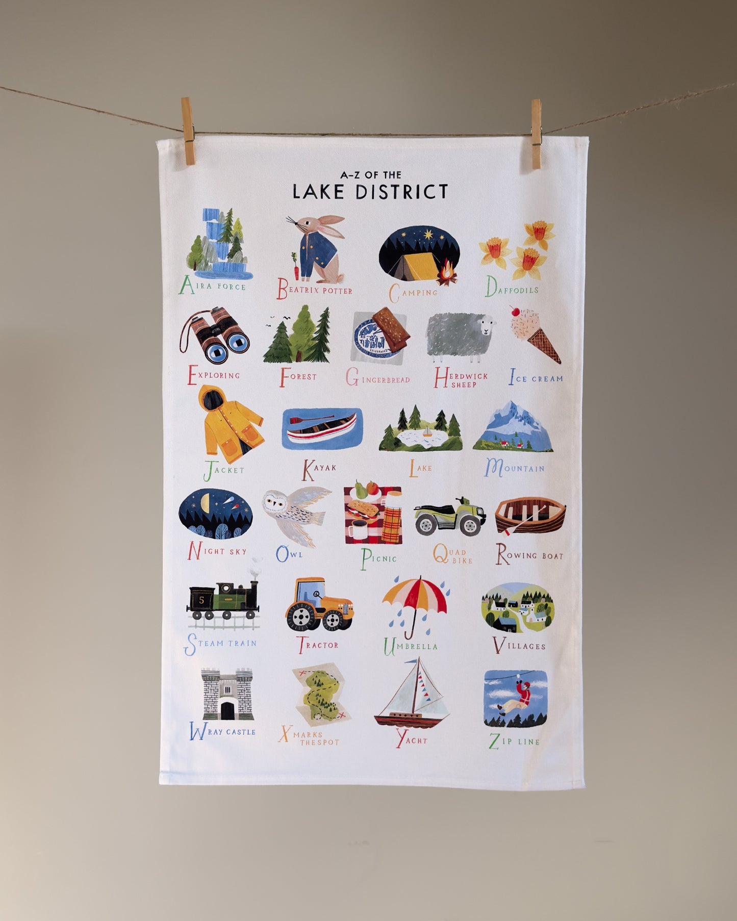 A-Z Lake District Tea Towel
