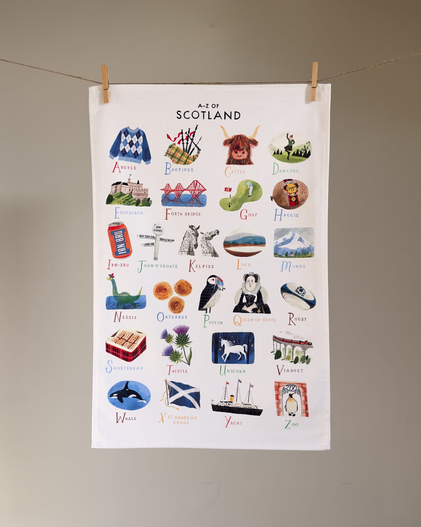 A-Z Scotland Tea Towel
