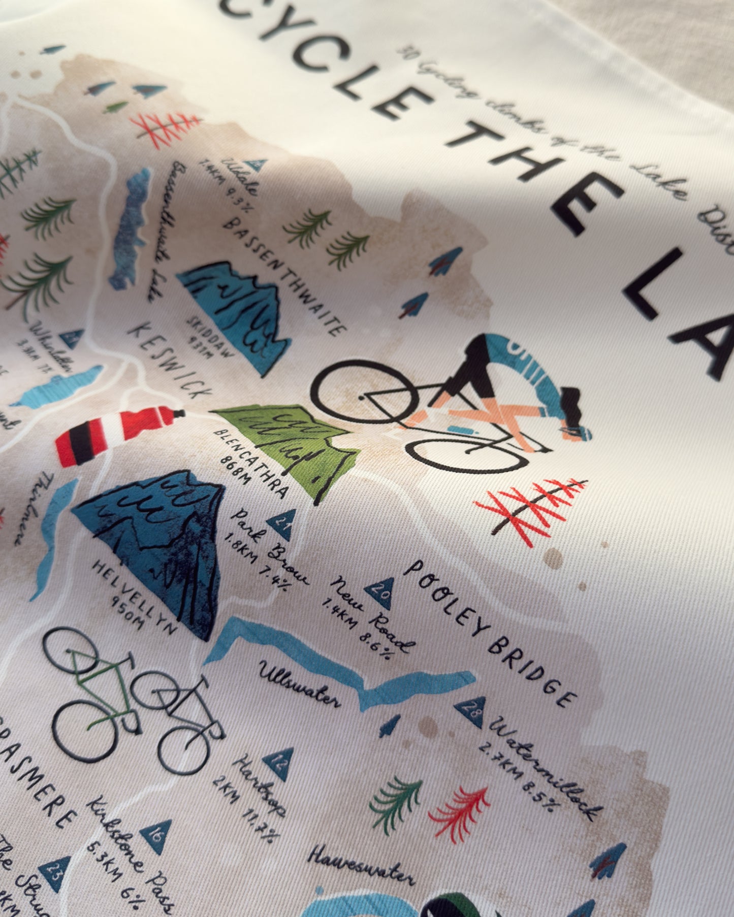 Cycle the Lakes Tea Towel