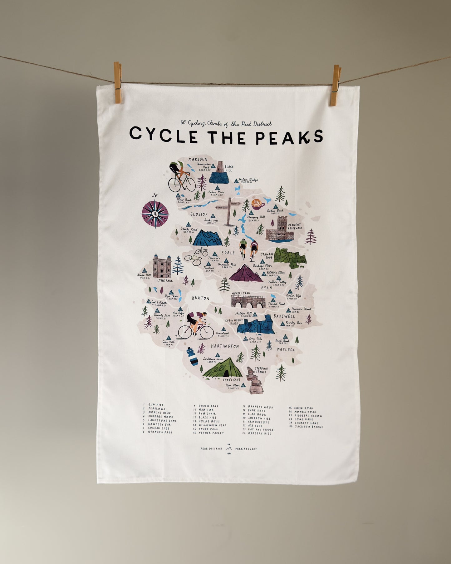 Cycle the Peak District Tea Towel