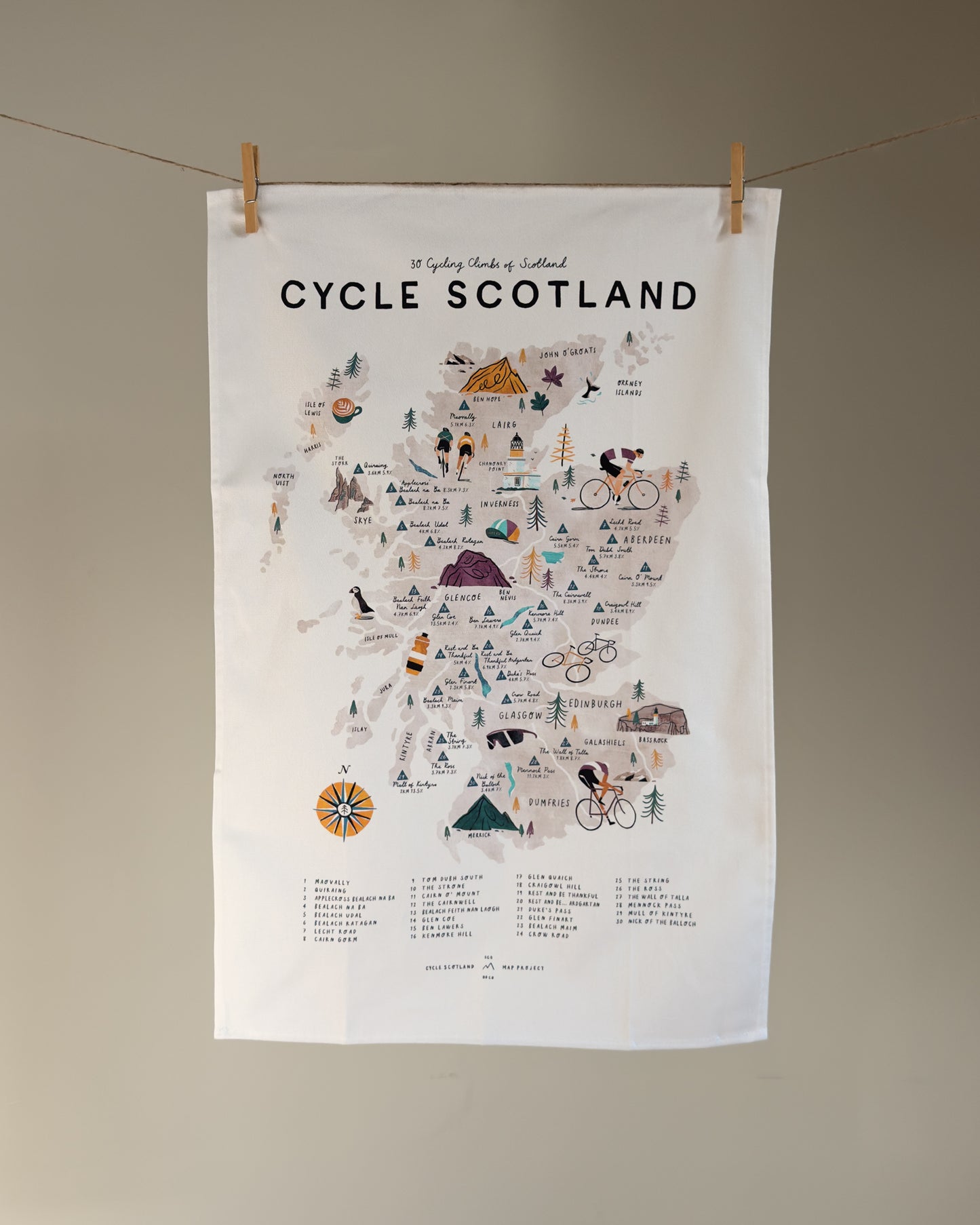 Cycle Scotland Tea Towel