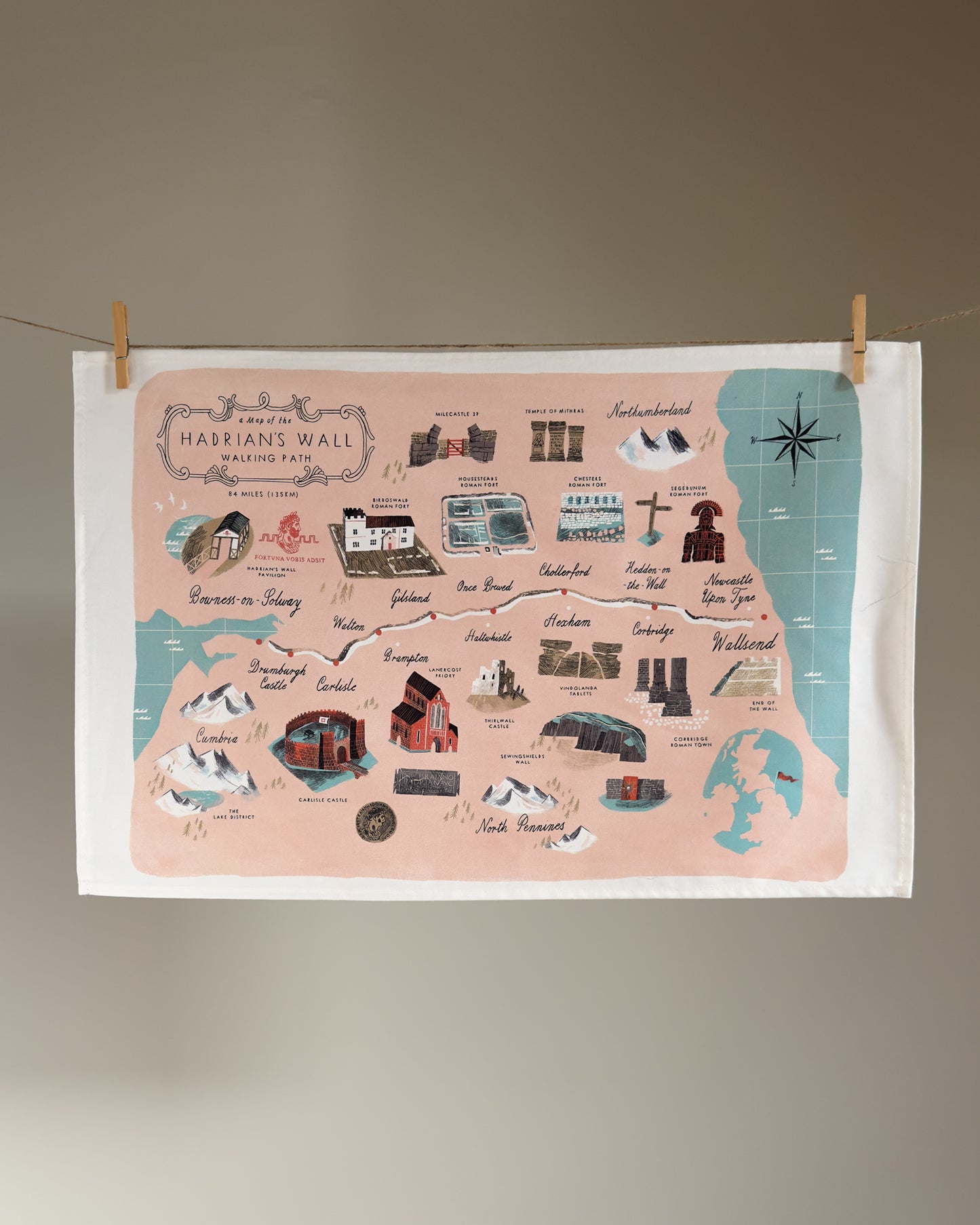 Hadrian's Wall Tea Towel