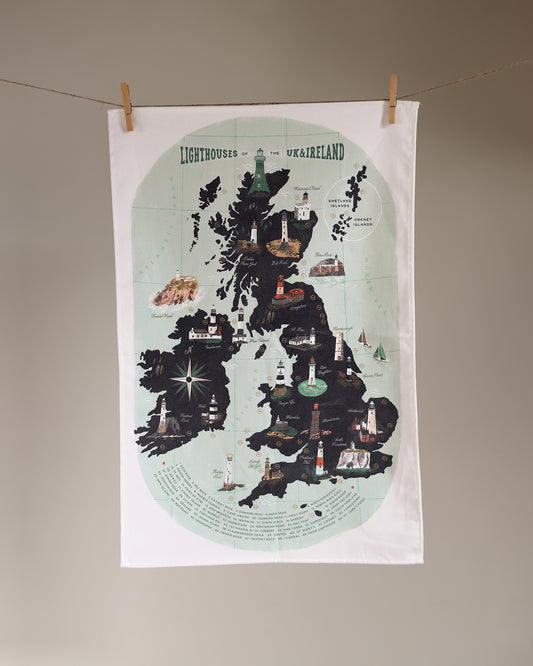 Lighthouses of the United Kingdom Tea Towel