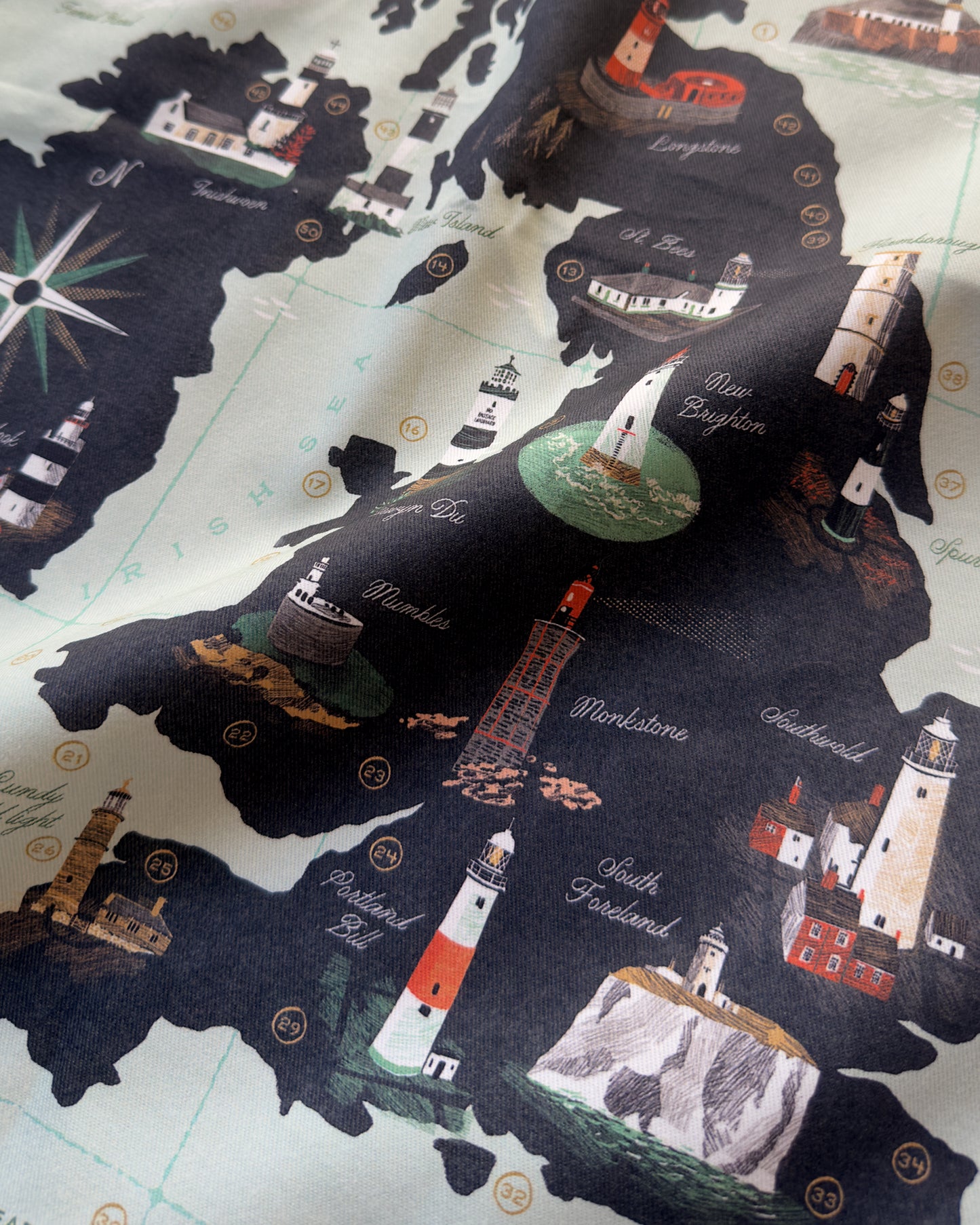 Lighthouses of the United Kingdom Tea Towel