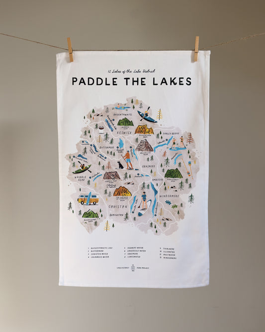Paddle the Lakes Tea Towel