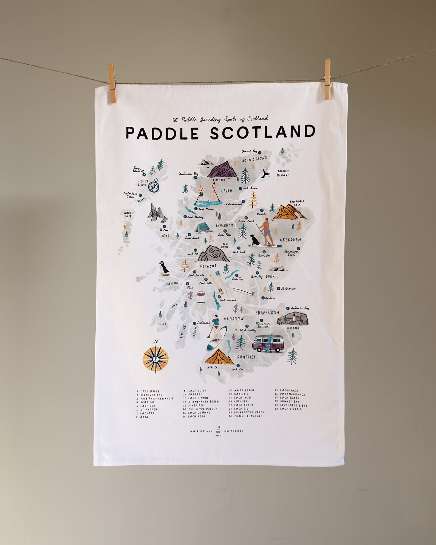 Paddle Scotland Tea Towel