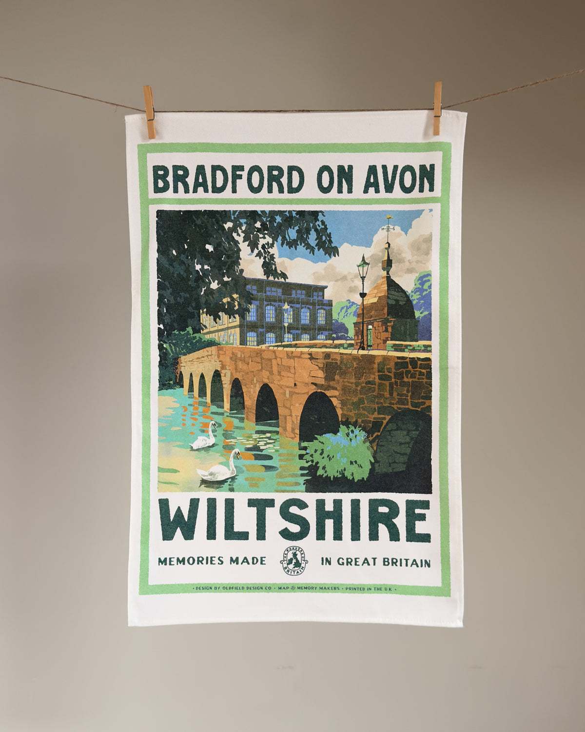 Vintage Visit Bradford On Avon Tea Towel
