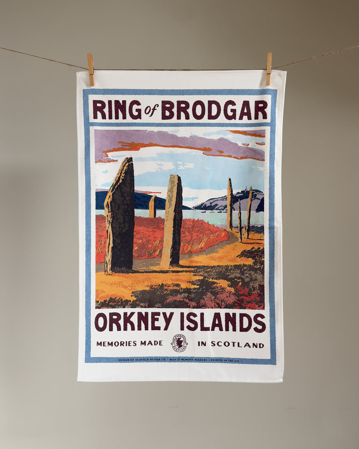 Vintage Visit Orkney Ring of Brodgar Tea Towel