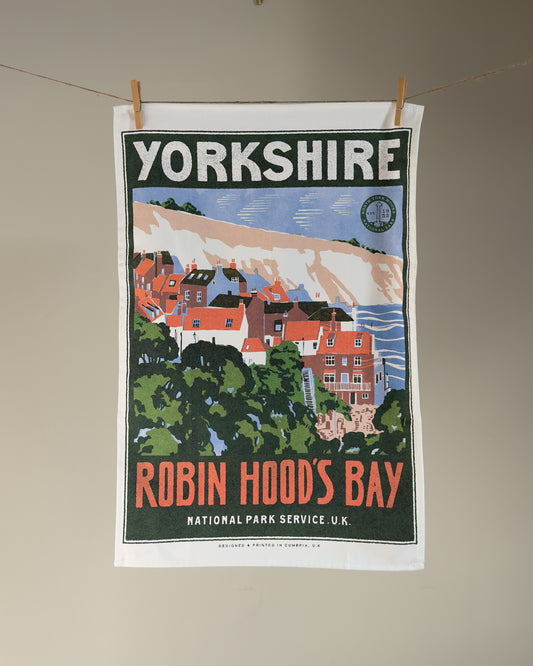 Visit Robin Hood's Bay Retro Tea Towel