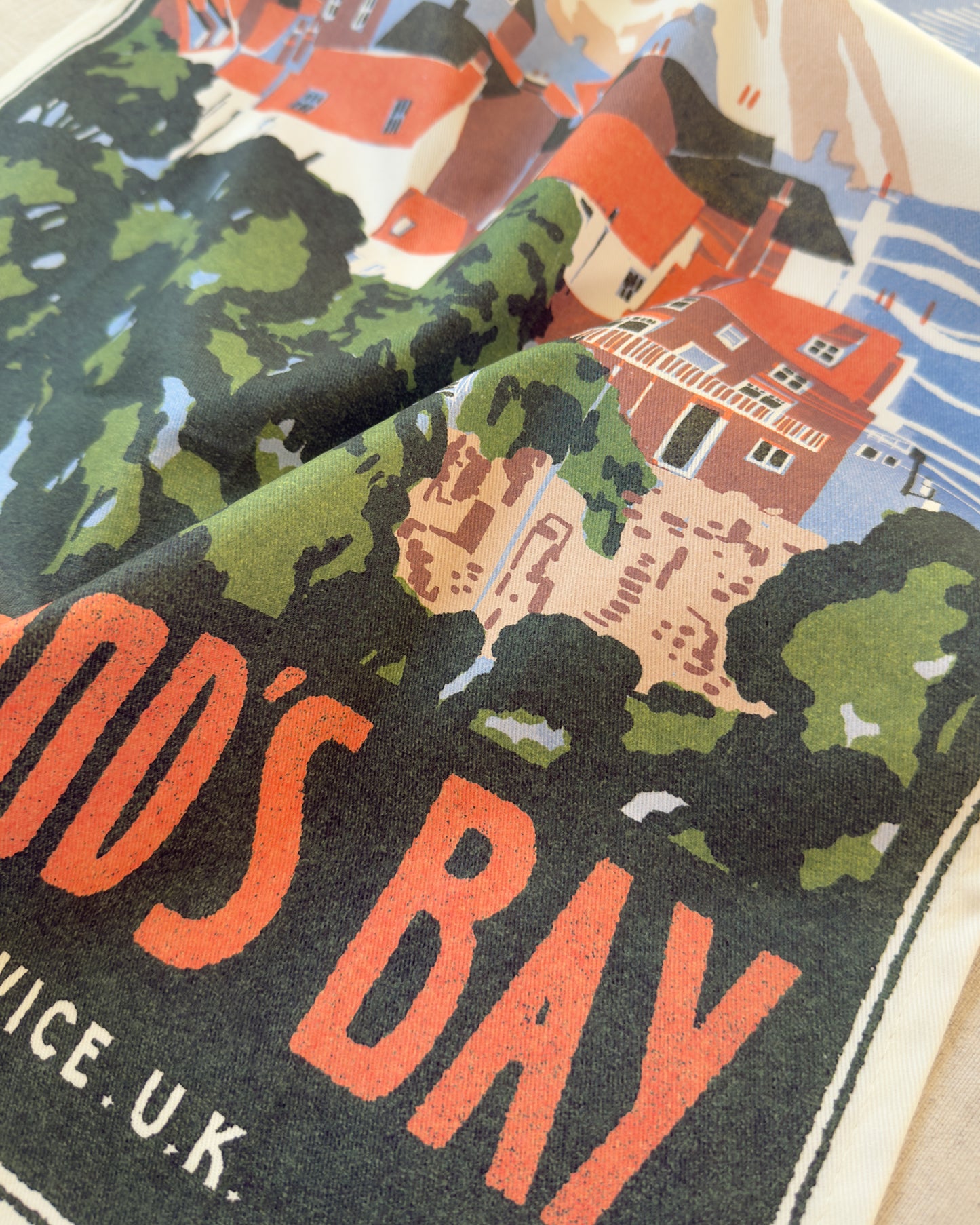Vintage Visit Robin Hood's Bay Tea Towel
