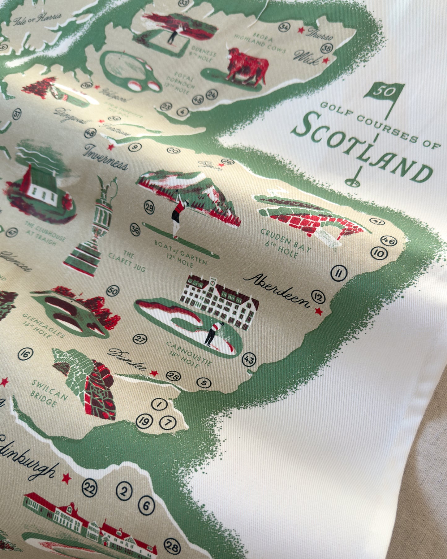 Golf Courses of Scotland Tea Towel
