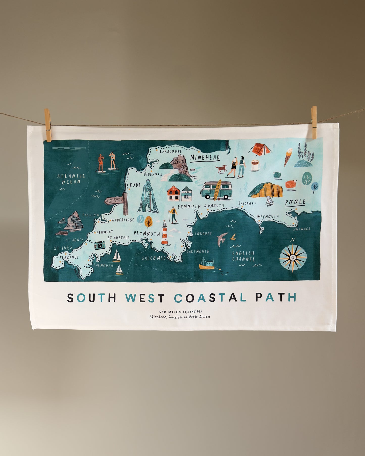 South West Coastal Path Tea Towel