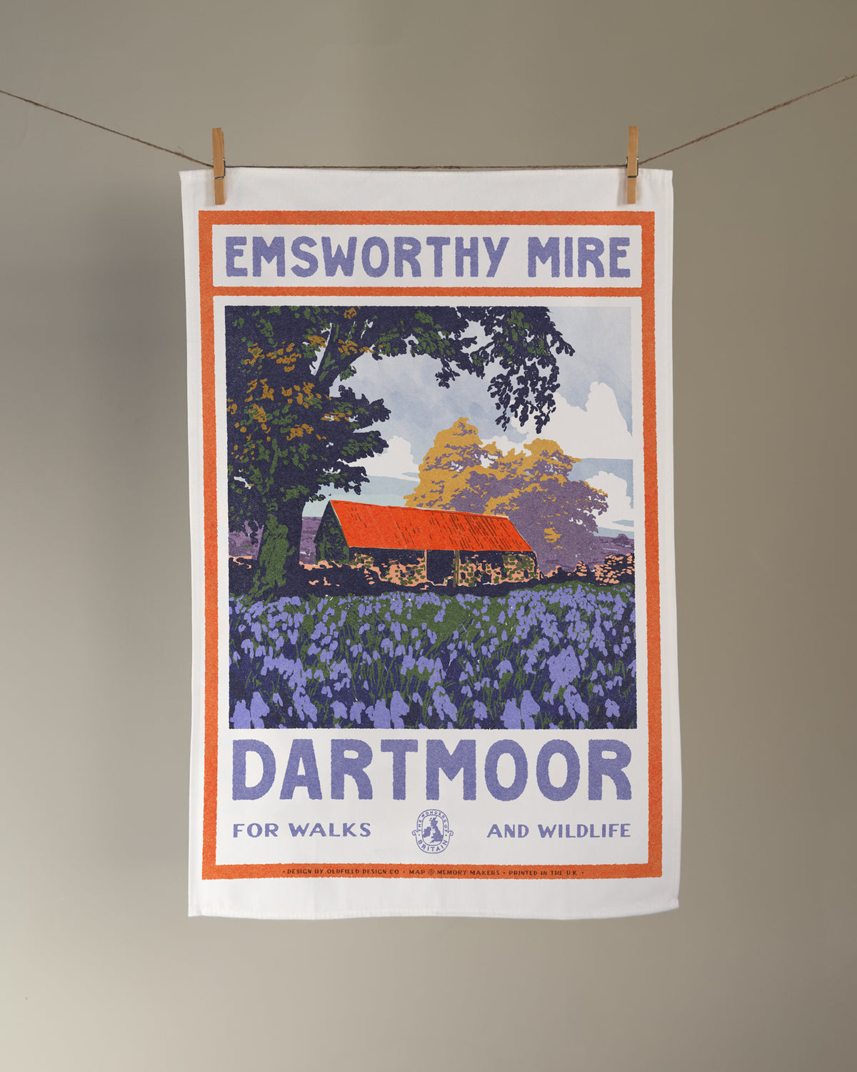 Vintage Visit Dartmoor Emsworthy Mire Tea Towel