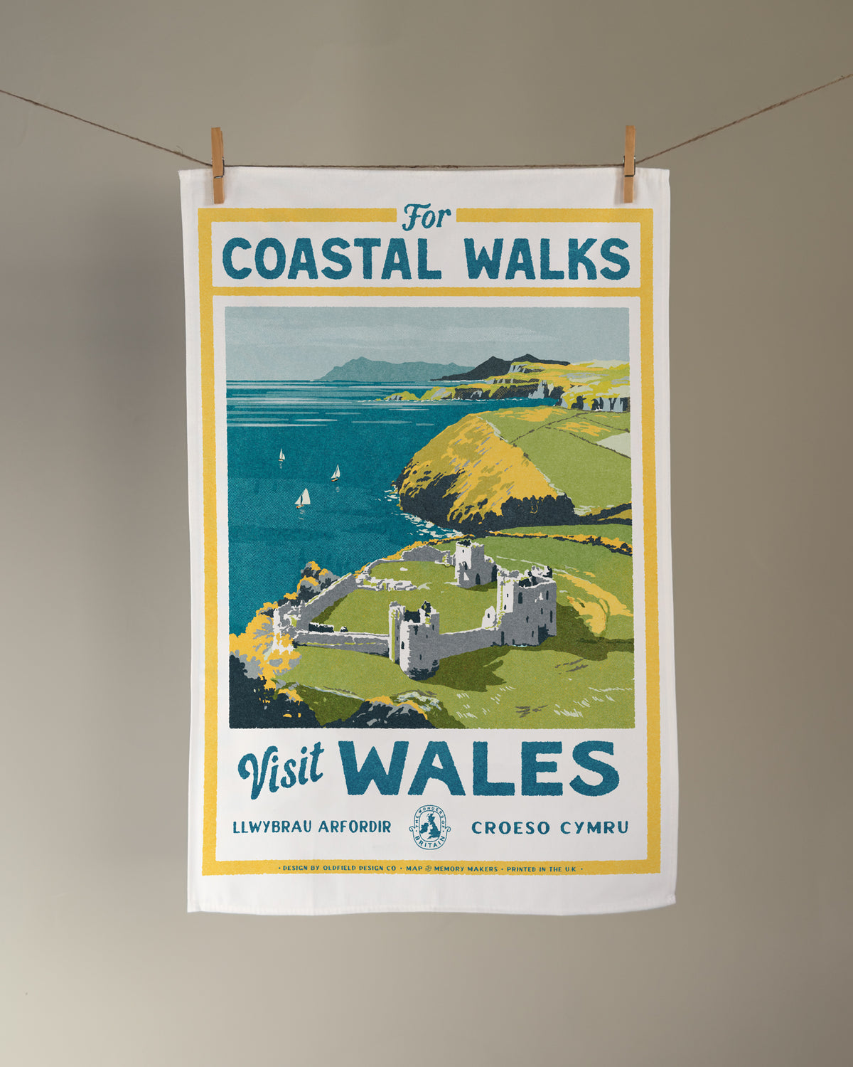 Vintage Visit The Welsh Coast Tea Towel