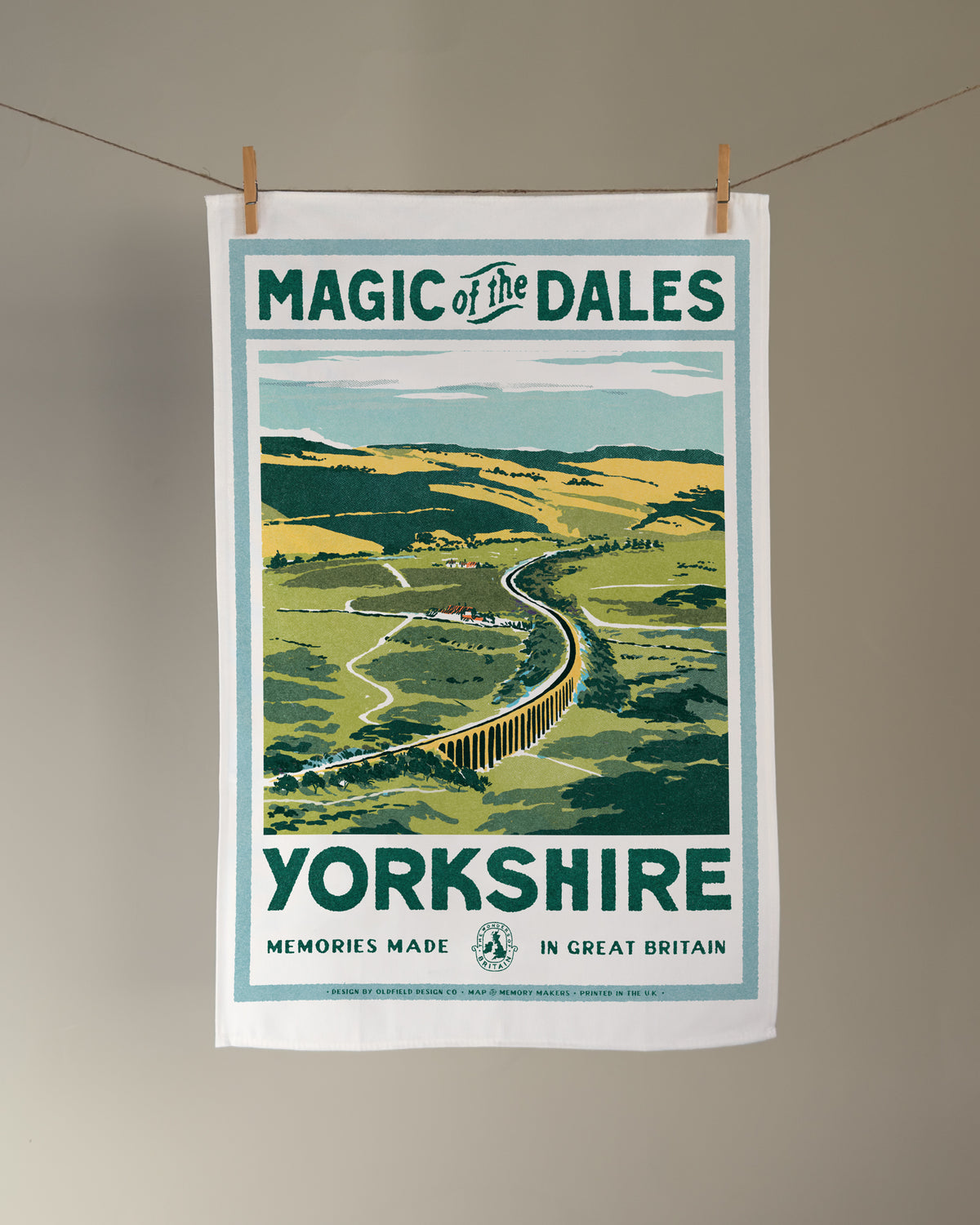 Vintage Visit Yorkshire Dales Tea Towel