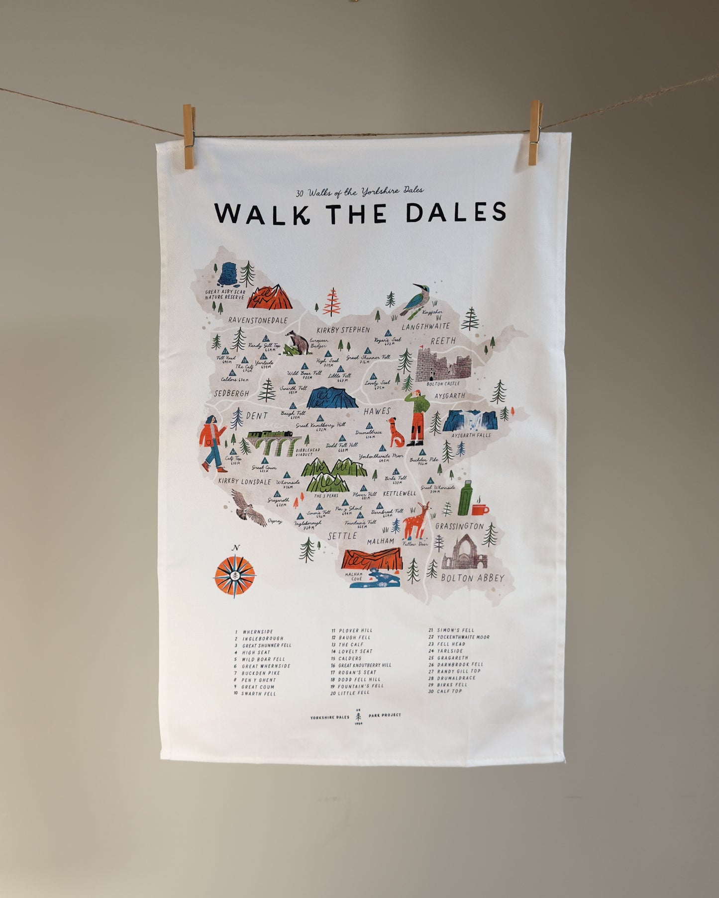 Walk the Dales Tea Towel
