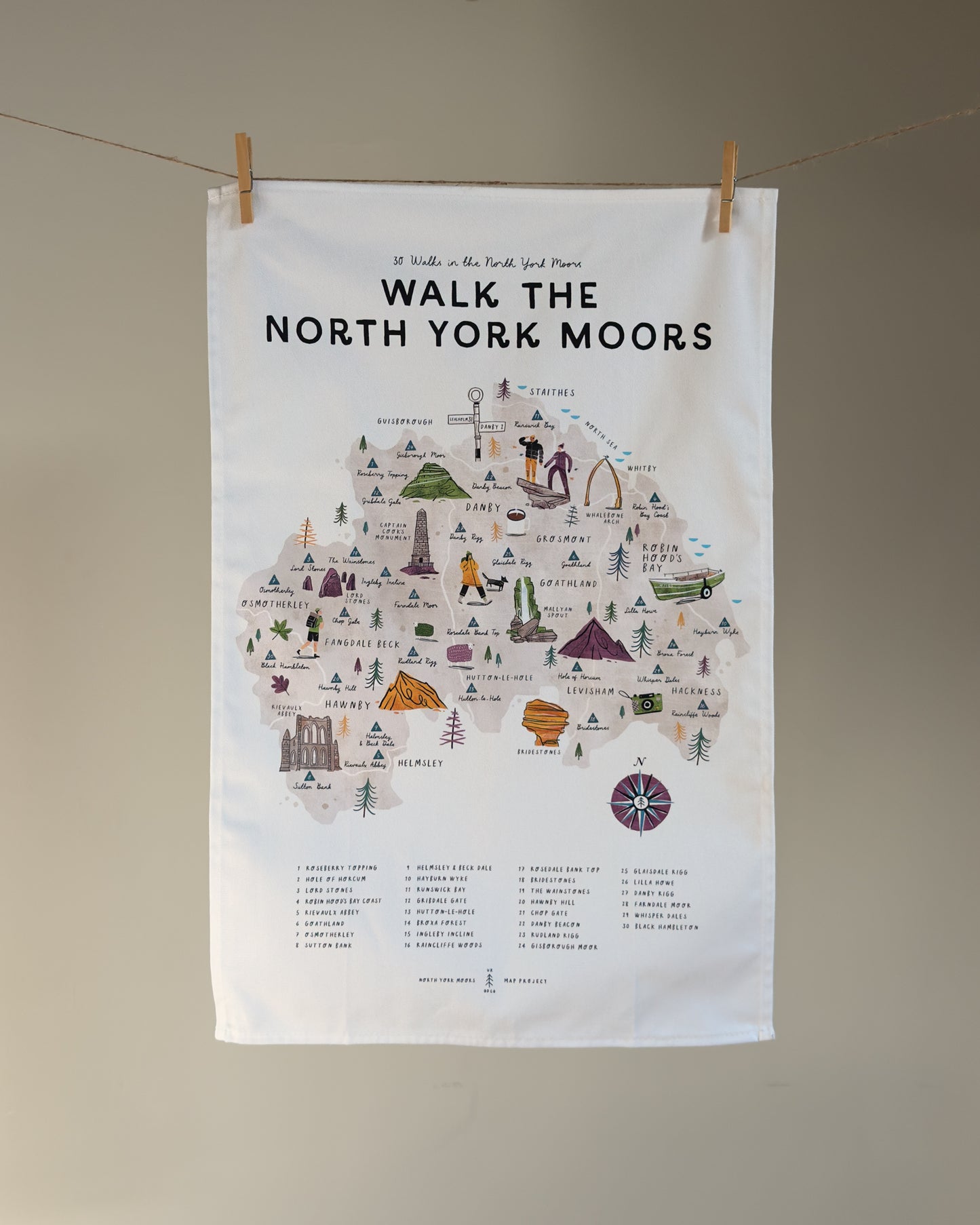 Walk the North York Moors Tea Towel