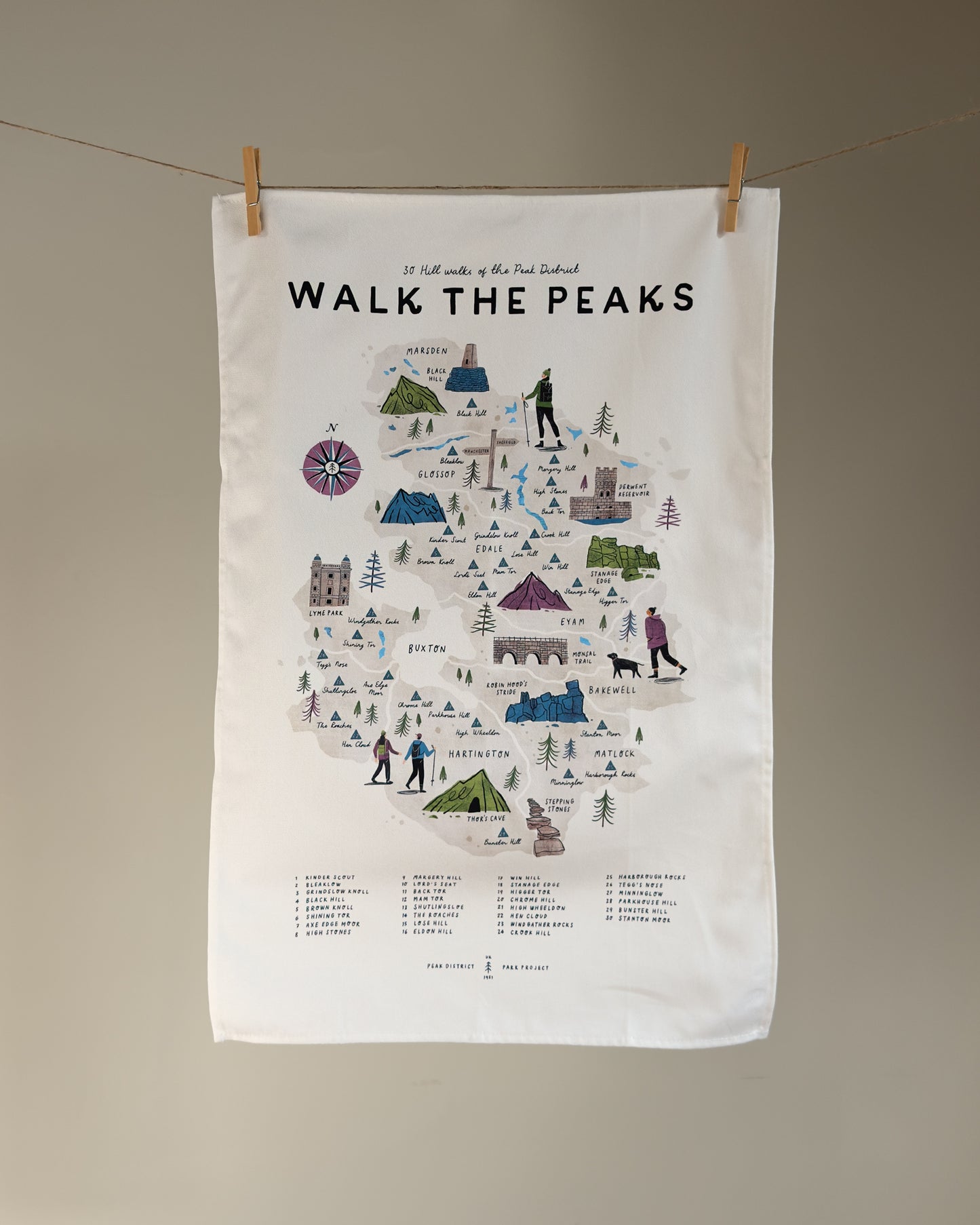 Walk the Peak District Tea Towel