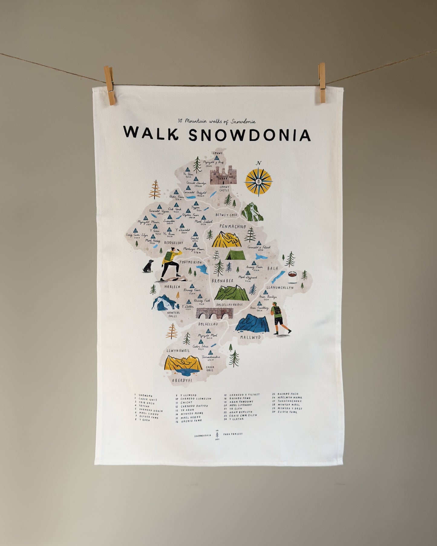 Walk Snowdonia Tea Towel