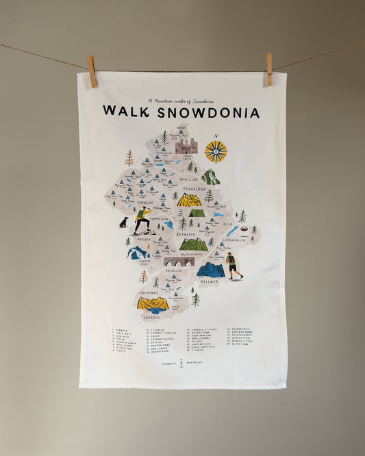 Walk Snowdonia Tea Towel