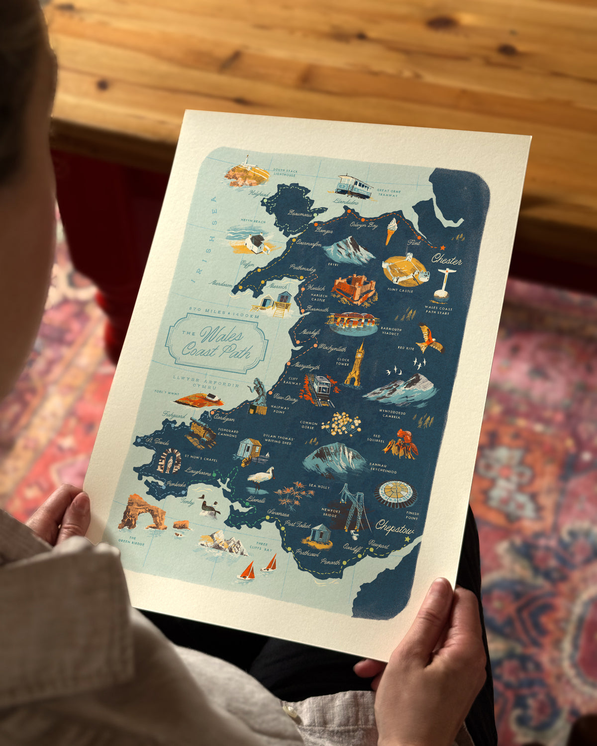 The Wales Coast Path A3 Map Print