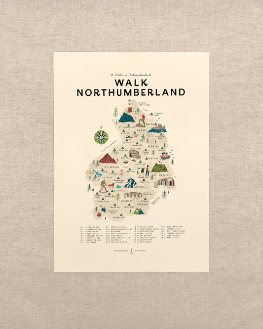 Walk Northumberland A3 Map Checklist