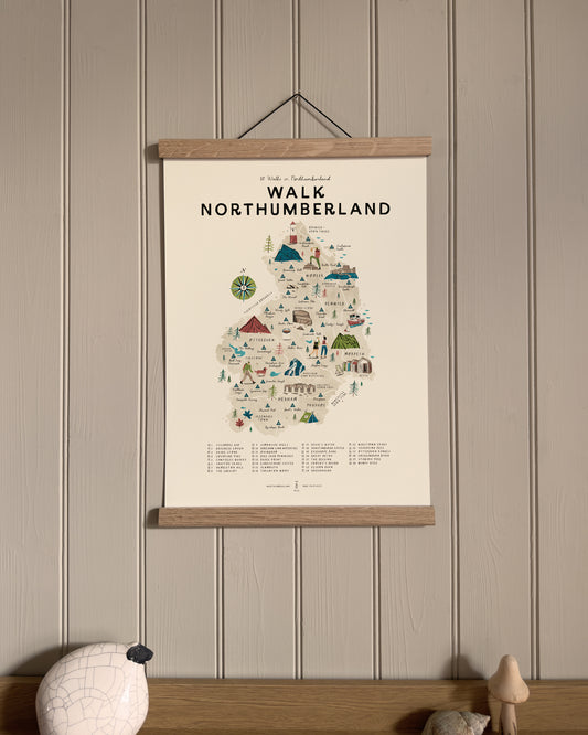 Walk Northumberland A3 Map Checklist