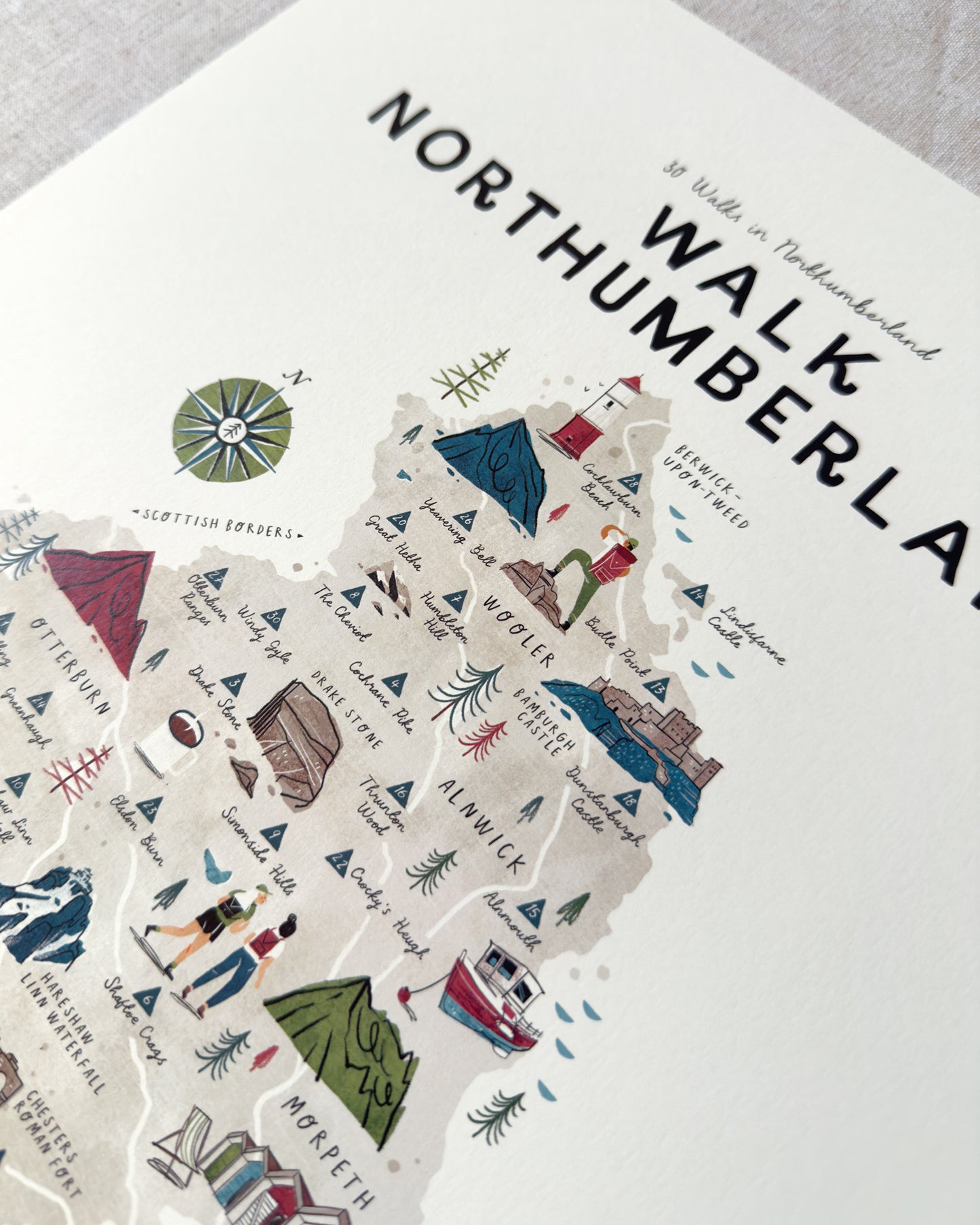 Walk Northumberland A3 Map Checklist
