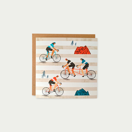Cyclists Stripes Greetings Card