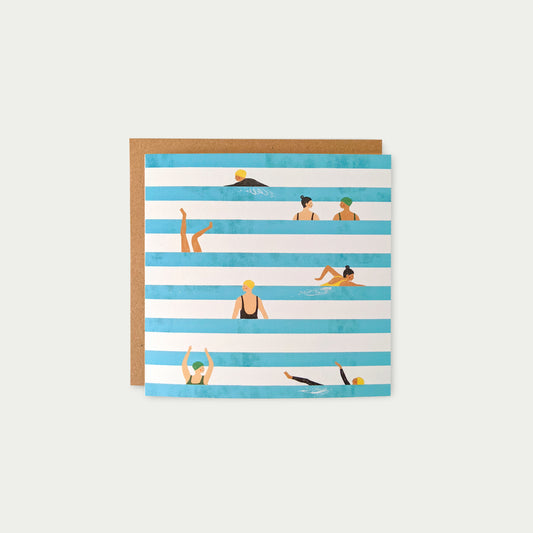 Swimmers Stripes Greetings Card