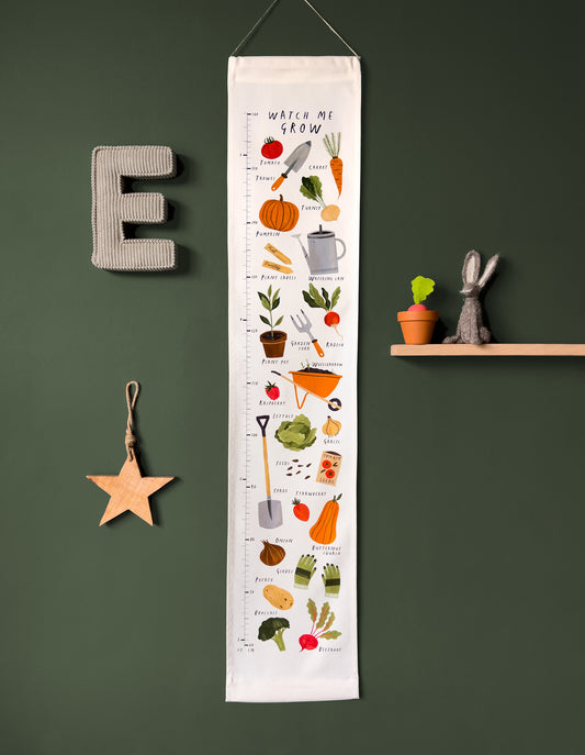 Vegetable Patch Children's Fabric Height Chart