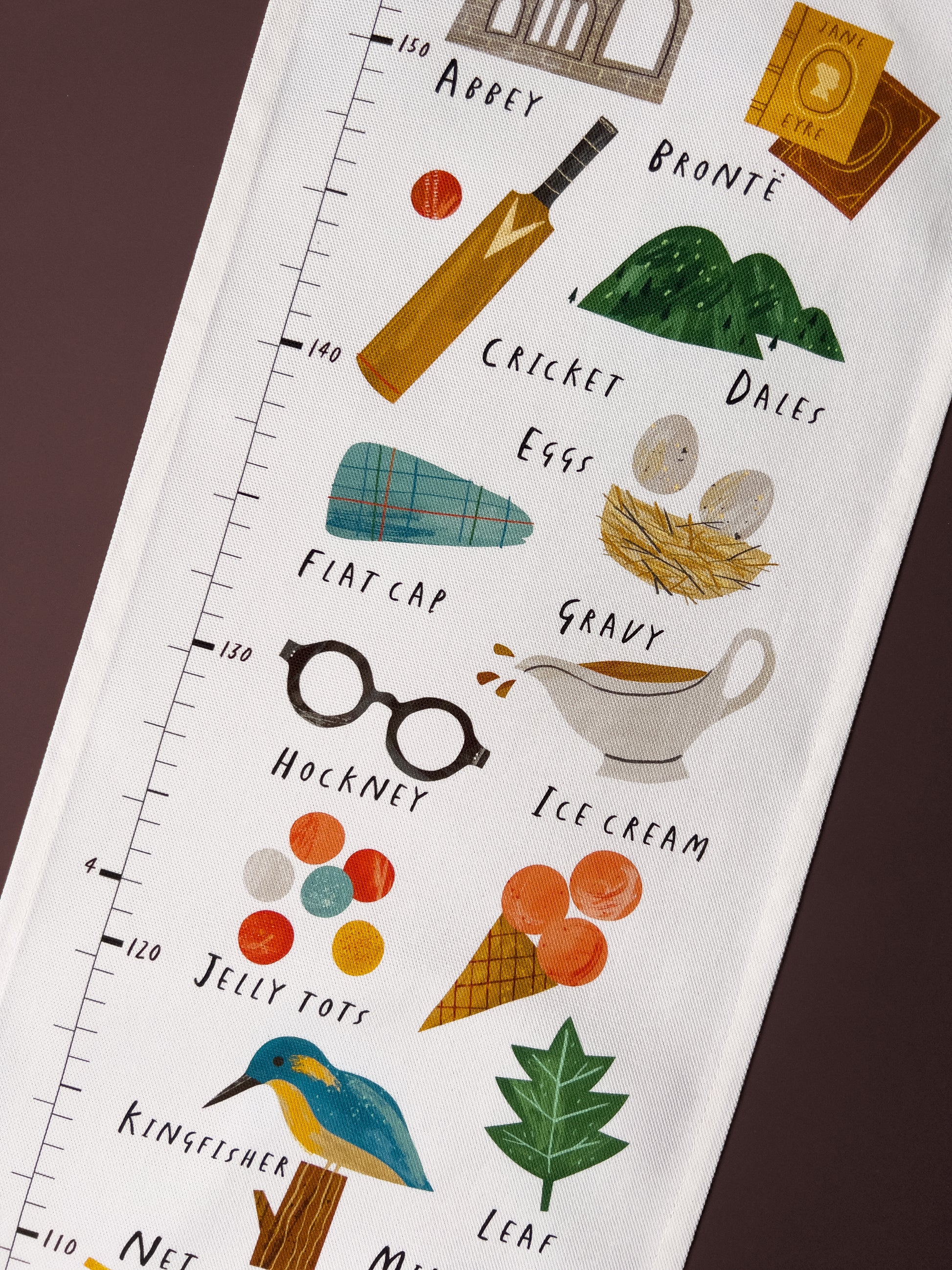 Yorkshire AZ Children's Fabric Height Chart oldfielddesignco