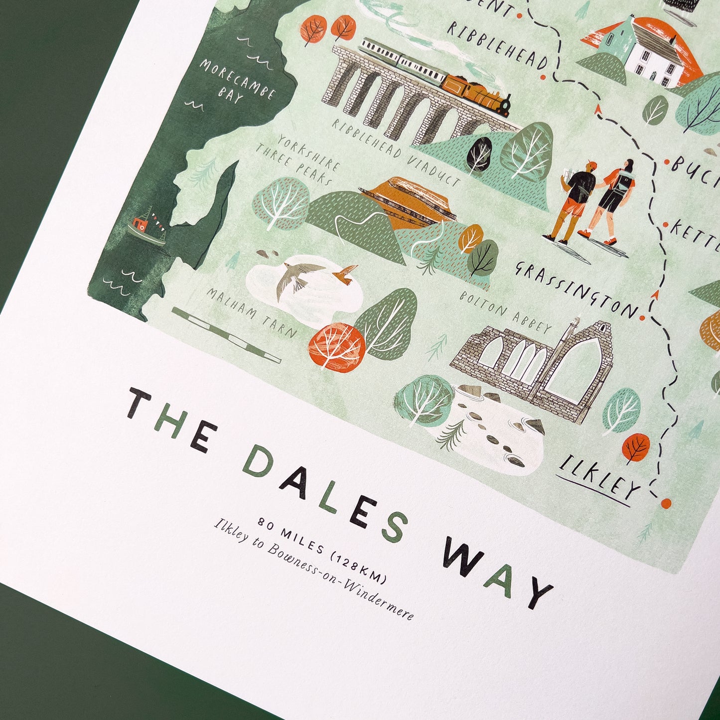 The Dales Way A3 Route Map