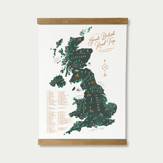 Great British Road Trip A3 Map Checklist